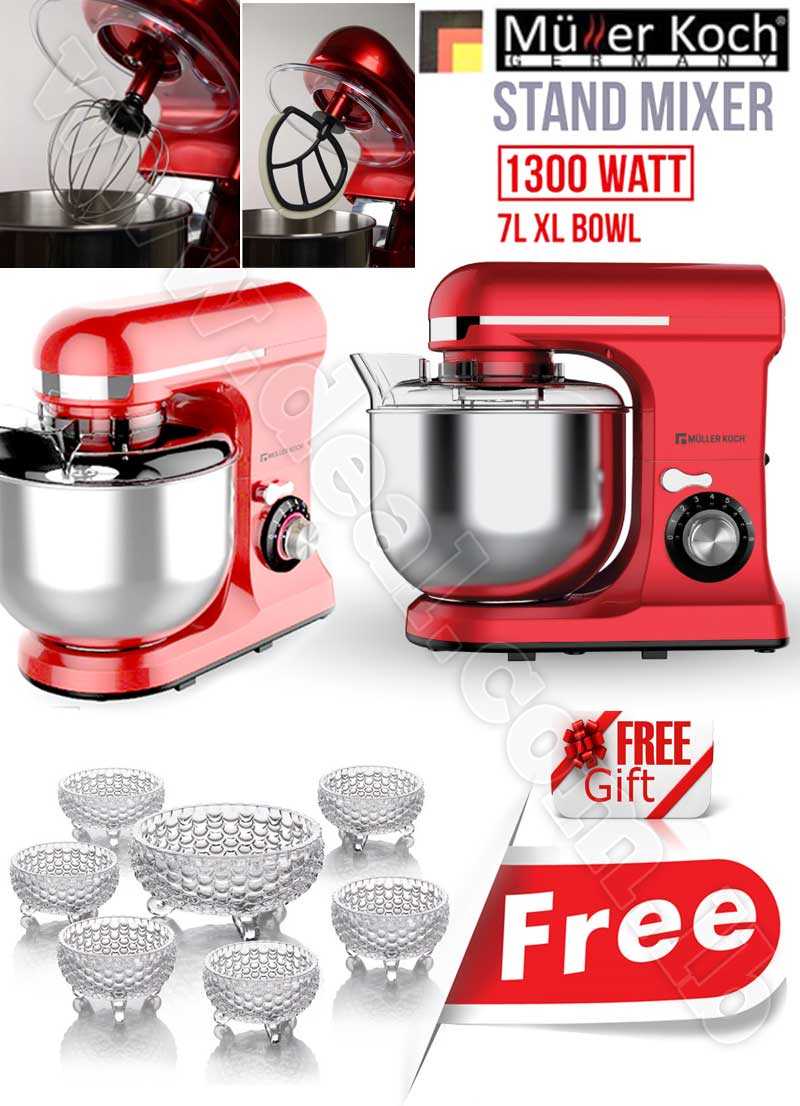 Free Gift Glass Bowls With Muller Koch Stand Mixer 7 Liter 1300 Watt