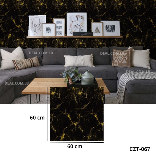 (60X60cm) Black Gold Marble Design Wall Sticker Foam Self Adhesive For Wall Decor