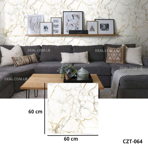 (60X60cm) White Gold Marble Design Wall Sticker Foam Self Adhesive For Wall Decor