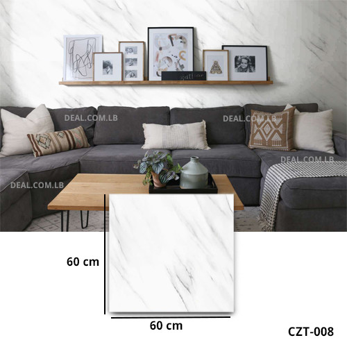 (60X60cm) White with Grey Ceramic Texture Design Wall Sticker Foam Self Adhesive For Wall Decor