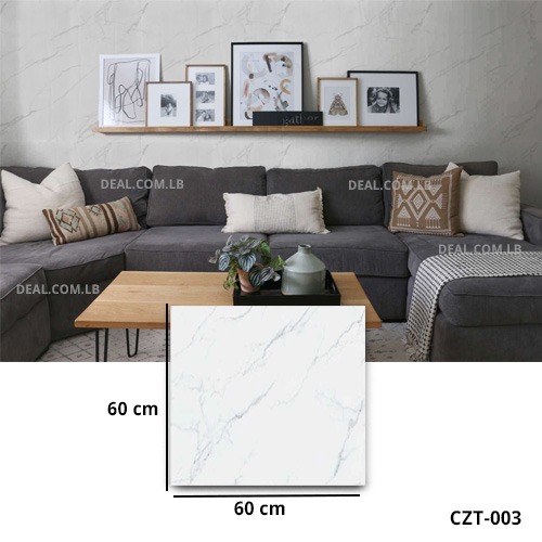 (60X60cm) White with Grey Classic Marble Design Wall Sticker Foam Self Adhesive For Wall Decor CZT-003