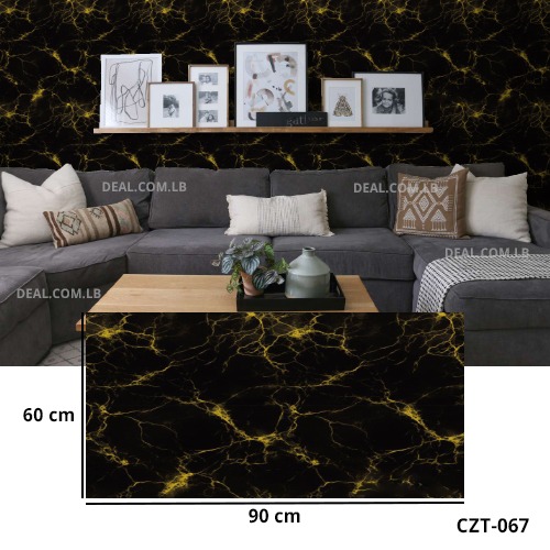 (60X90cm) Black Gold Marble Design Wall Sticker Foam Self Adhesive For Wall Decor