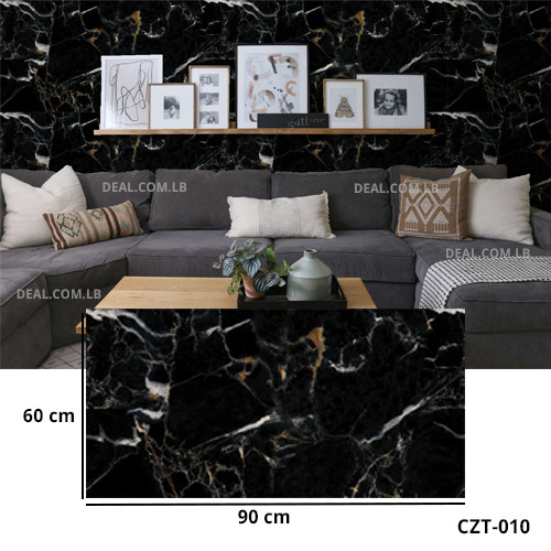 (60X90cm) Black Stone Marble Texture Design Wall Sticker Foam Self Adhesive For Wall Decor