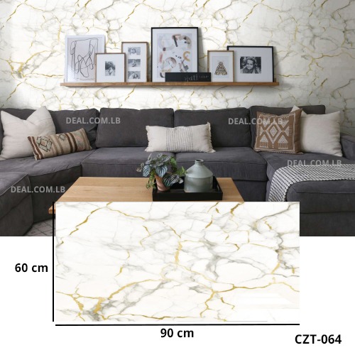 (60X90cm) White Gold Marble Design Wall Sticker Foam Self Adhesive For Wall Decor