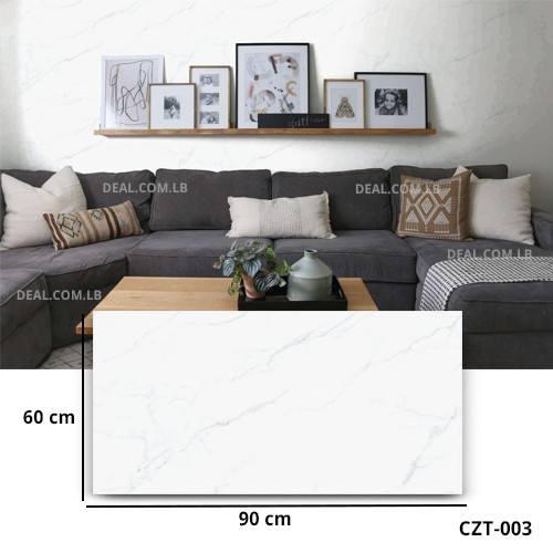 (60X90cm) White with Grey Classic Marble Design Wall Sticker Foam Self Adhesive For Wall Decor