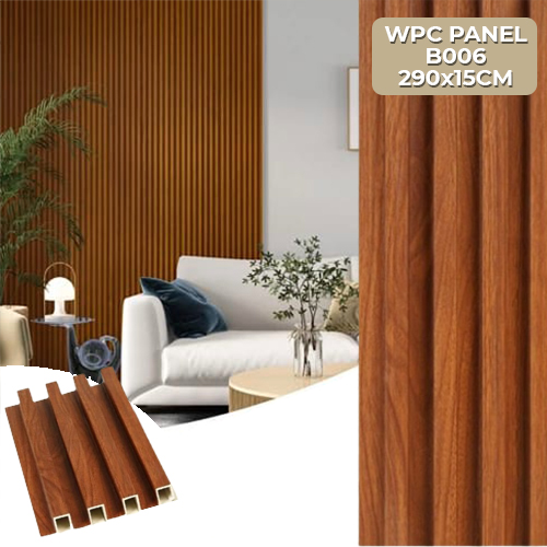 (Brown Wooden Color-B006) WPC Wall Panel 15 x 1.7 x 290cm