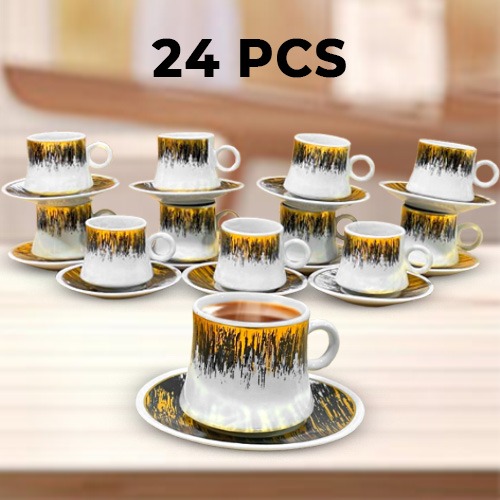 12 Pieces Luxurious Turkish Coffee Cups with 12 Saucer