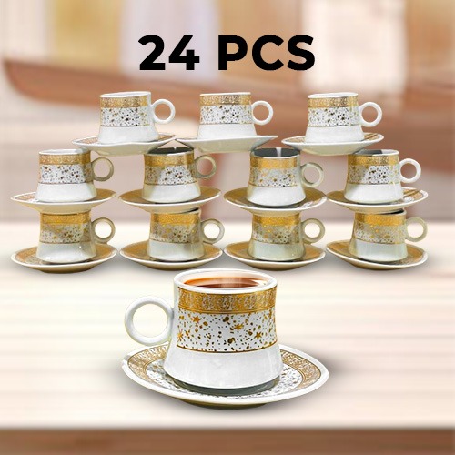 12 Pieces Modern Turkish Coffee Cups with 12 Saucer