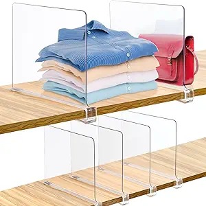 2 Pieces Clear Acrylic Dividers For Closet Organization,Sweaters,books,kitchen supplies To Save Space