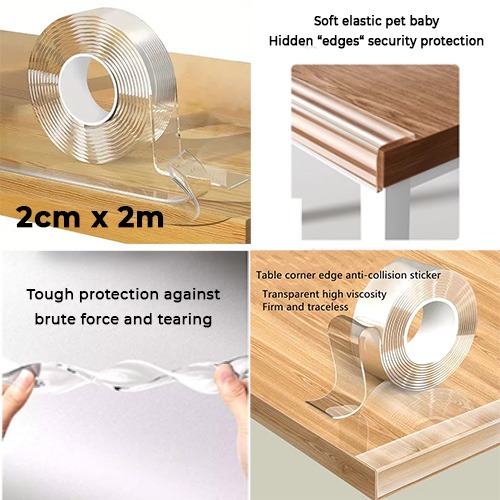 2cmx2m Baby Protection Transparent Edge Protection Strip Child Safety Table Corner Anti-collision Strip for Cabinet Table Drawers