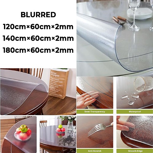 2mm Blurred Tablecloth Table Protector Eco Thicken Protective Desk Blotter Mat Cover Waterproof Wipeable Tablecloth Roll Easy Clean PVC Vinyl Dining Coffee Tabletop Protection Liner Pad