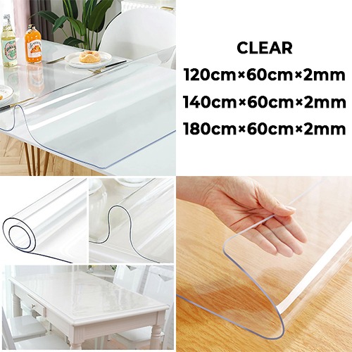 2mm Clear Tablecloth Table Protector Eco Thicken Protective Desk Blotter Mat Cover Waterproof Wipeable Tablecloth Roll Easy Clean PVC Vinyl Dining Coffee Tabletop Protection Liner Pad