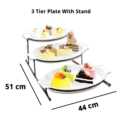 3+Tier+Porcelain+Plate+With+Stand