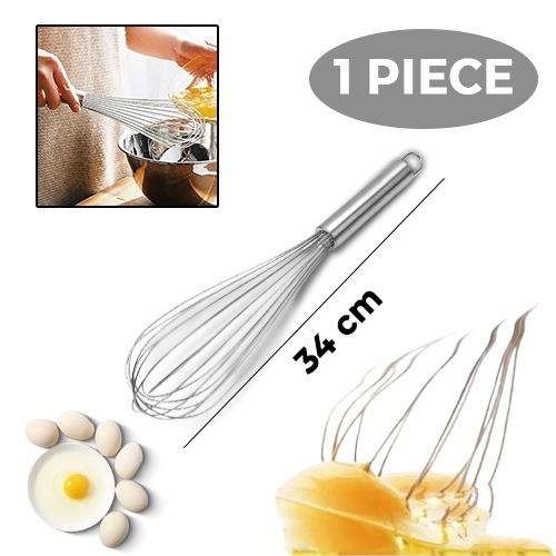 34cm Stainless Steel Whisker for Kitchen, Egg Beater, Whisker for Cake Mixing & Coffee, Stainless Steel Whisk Beater for Cake & Egg