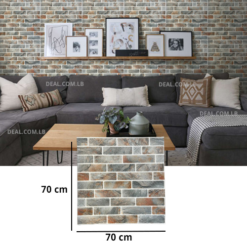 3D Bricks Blue Tinged With Coffee Color Design Pattern Foam Sheet Self Adhesive for Wall Decor (70 X 70cm)