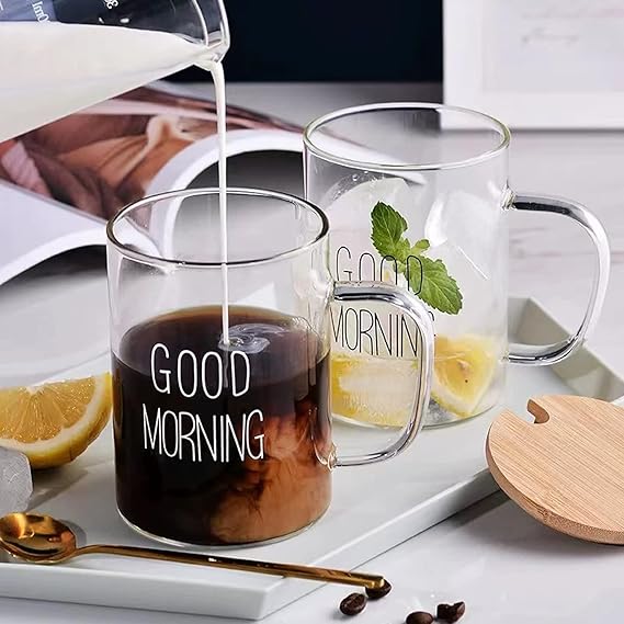 460ML Good Morning Clear Glass Cup