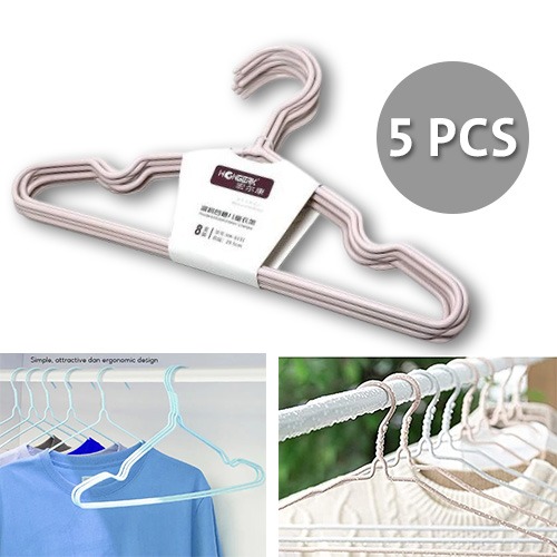 5 Pieces Clothes Metal Hangers PE Coated 41cm