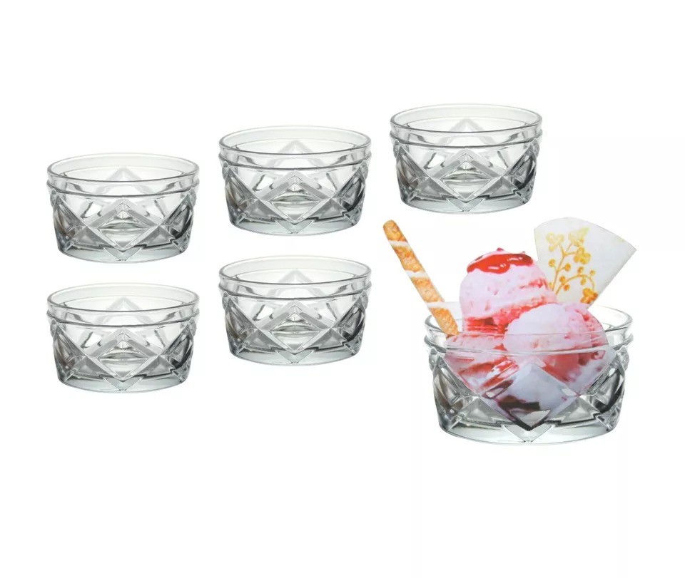 6 Pcs Ice Cream Bowl Sundae Glasses Snack Appetizer Dip Glass, Serving Dish,Nuts