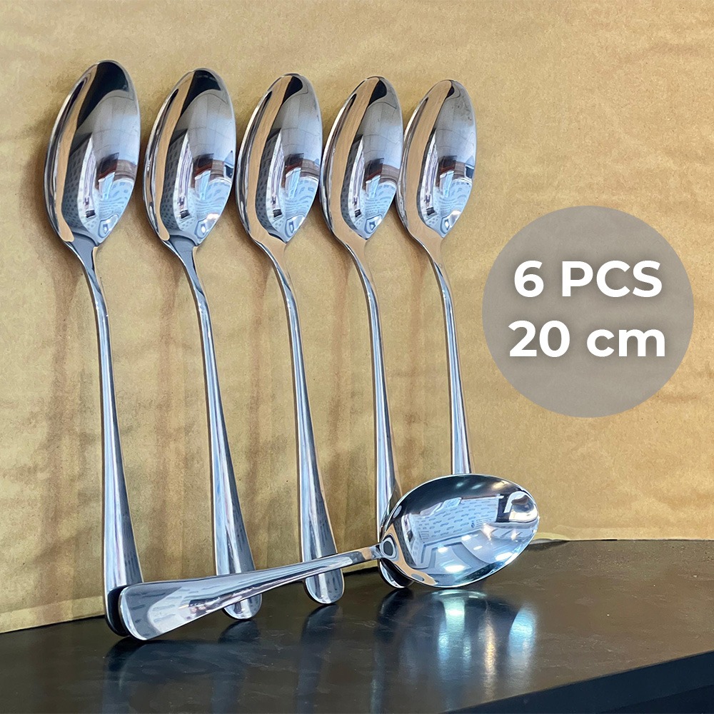 6+Pieces+Stainless+Steel+Big+Spoon+20cm