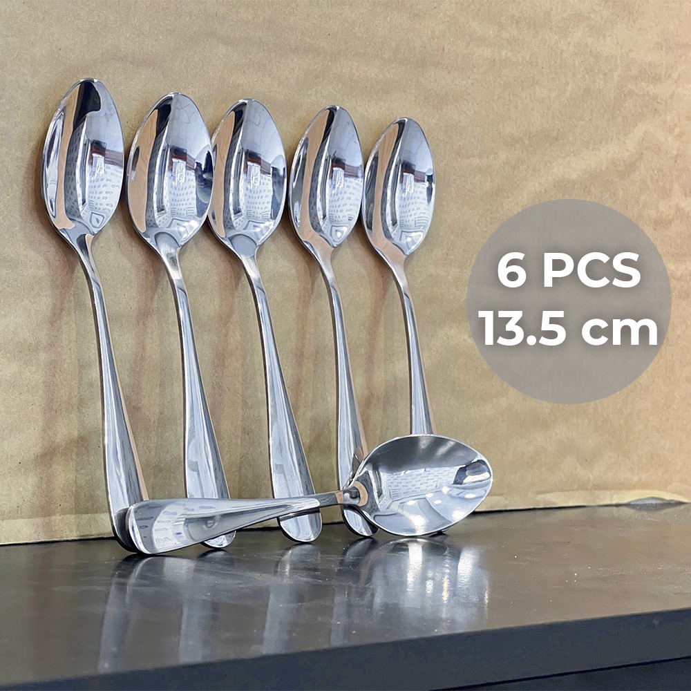 6+Pieces+Stainless+Steel+Dessert+Spoon+13.5cm