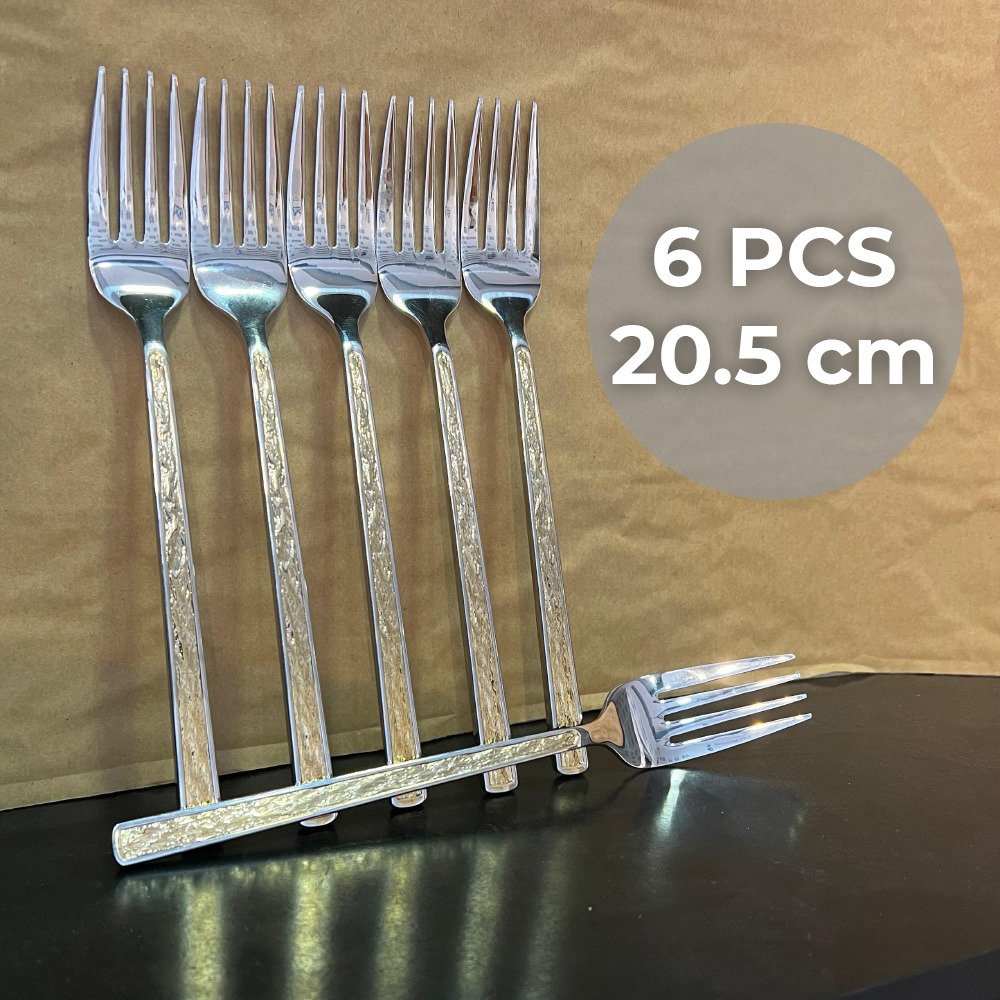 6 Pieces Stainless Steel Fork with Golden Design 20.5cm