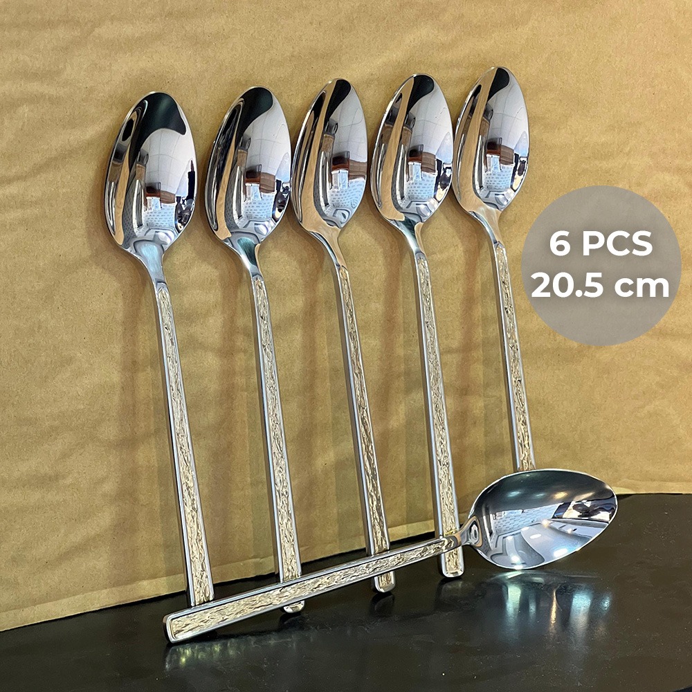 6 Pieces Stainless Steel Spoon with Golden Design 20.5cm