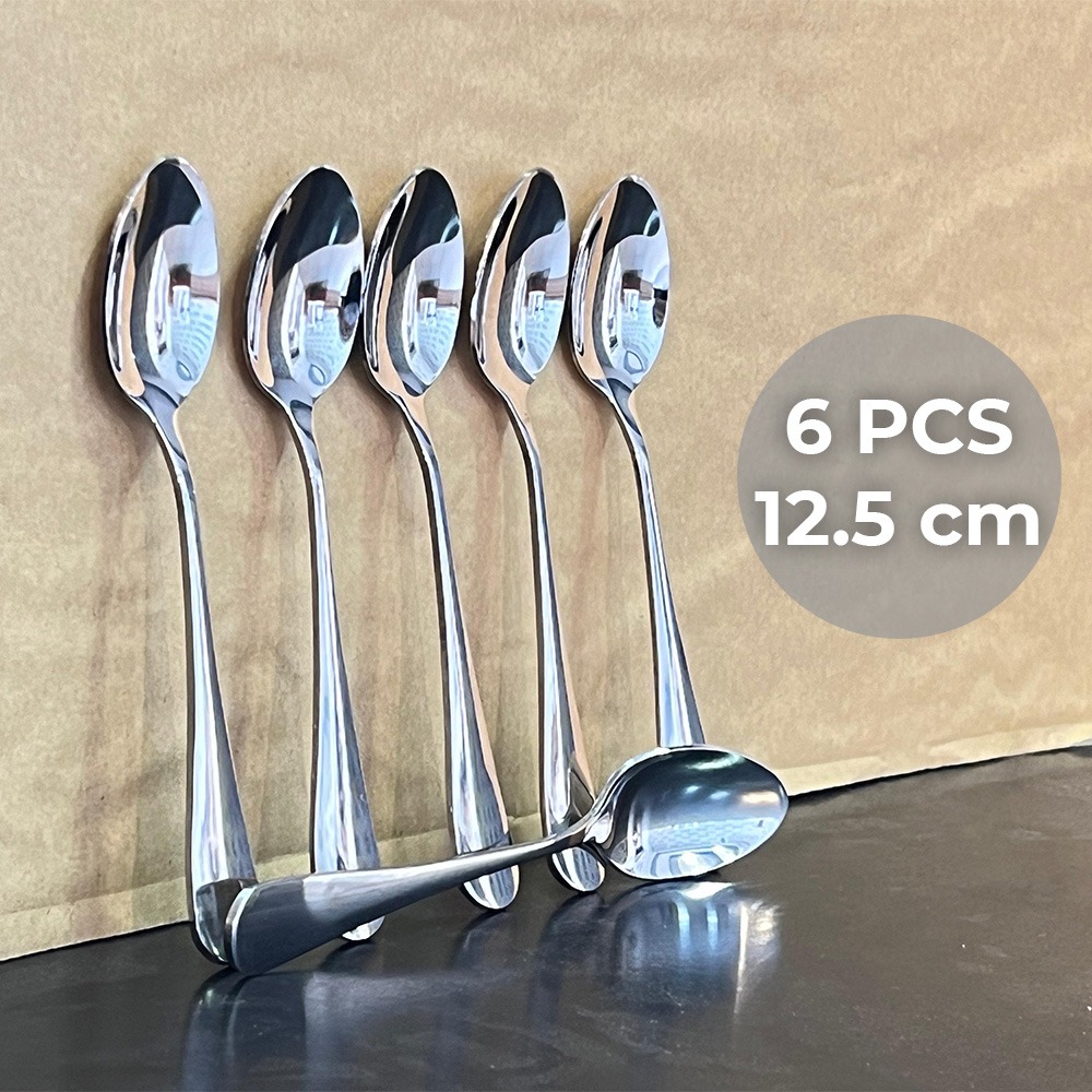 6+Pieces+Stainless+Steel+Stir+Small+Spoon+12.5cm