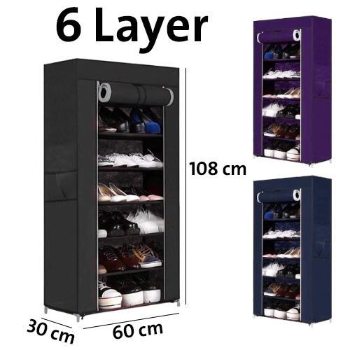 60x30x108cm 6 Layer Fabric Shoe Cabinet