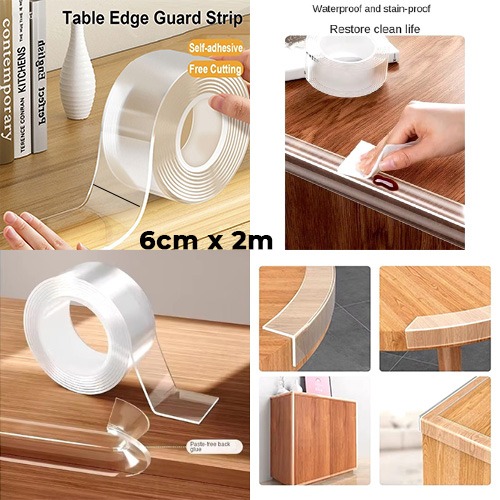 6cmx2m Baby Protection Transparent Edge Protection Strip Child Safety Table Corner Anti-collision Strip for Cabinet Table Drawers