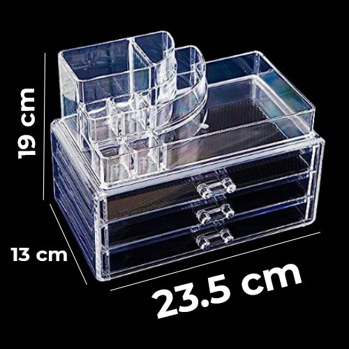 Acrylic Makeup Cosmetic Organizer Storage Box (W23.5xH19xD13)cm