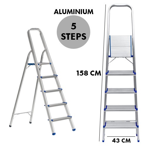 Aluminium+Step+Ladder+Lightweight+Portable+5+Steps+%28158x43cm%29