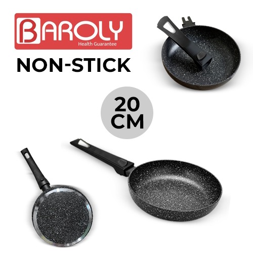 Baroly-High Quality Non-Stick Marble Fry Pan With Removable Handle 20cm