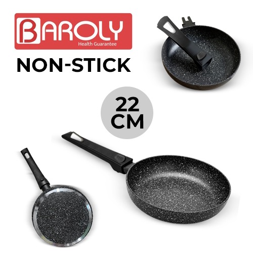 Baroly-High Quality Non-Stick Marble Fry Pan With Removable Handle 22cm