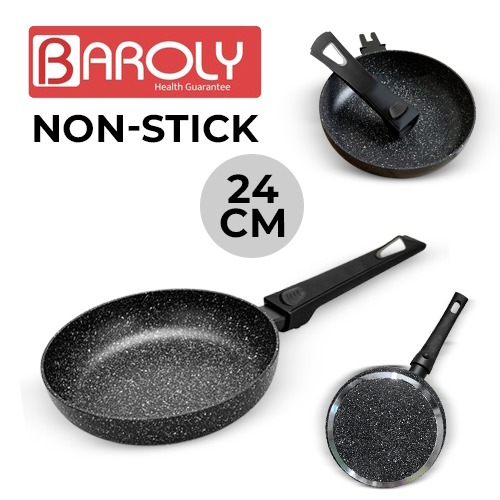 Baroly-High Quality Non-Stick Marble Fry Pan With Removable Handle 24cm