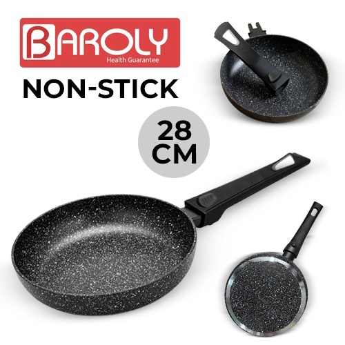 Baroly-High Quality Non-Stick Marble Fry Pan With Removable Handle 28cm