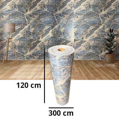 Blue Marble Design Adhesive Tape Wall Foam Roll (3M X 120cm)