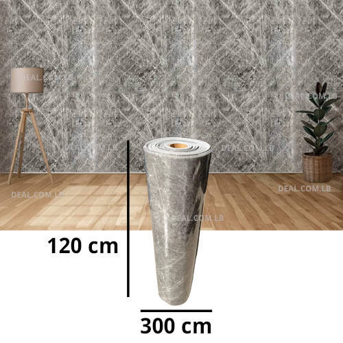 Dark Grey Marble Design Adhesive Tape Wall Foam Roll (3M X 120cm)