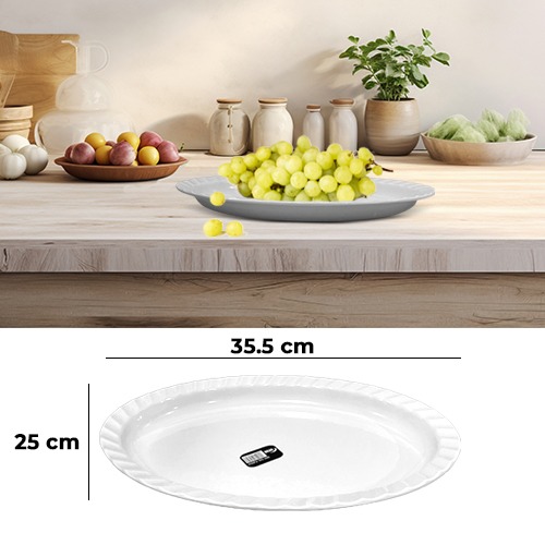 Deep Oval White Melamine Plate 14Inch (35.5x25cm)