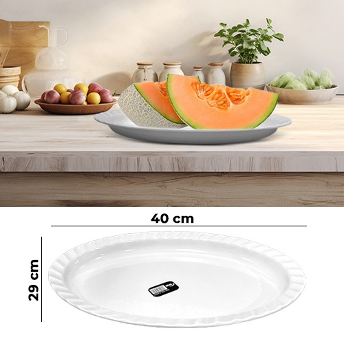 Deep Oval White Melamine Plate 16Inch (40x29cm)