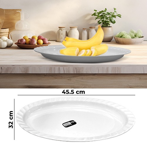 Deep Oval White Melamine Plate 18Inch (45.5x32cm)