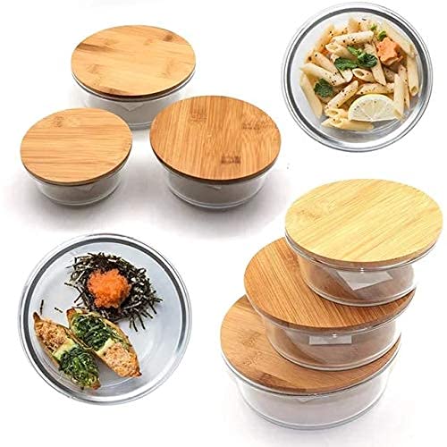 Glass Food Storage Jars Airtight Food Jars with Wooden Lid Glass Kitchen Storage Canister Grain Cereal Storage Containers Kitchen Storage Bins 3 Pcs