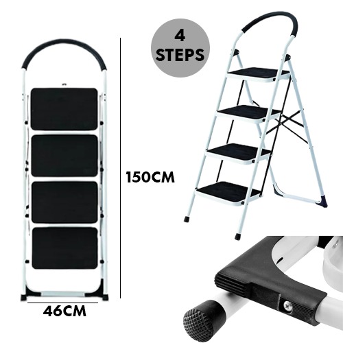 High+Quality+4+Steps+Ladder%2C++Folding+Stool+Anti-Slip+Pedal%2C+Padded+Handle+%28H150xW46cm%29