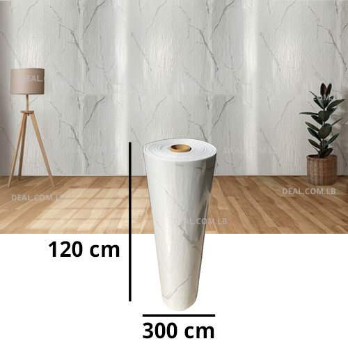 Ivory Marble Design Adhesive Tape Wall Foam Roll (3M X 120cm)