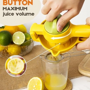 Lemon Squeezer, Manual Citrus Juicer, Lemon Juicer with Rotating Hinge Blade Hand Juicer Squeezer with a leaking spoon for Extracting the Most Juice Possible