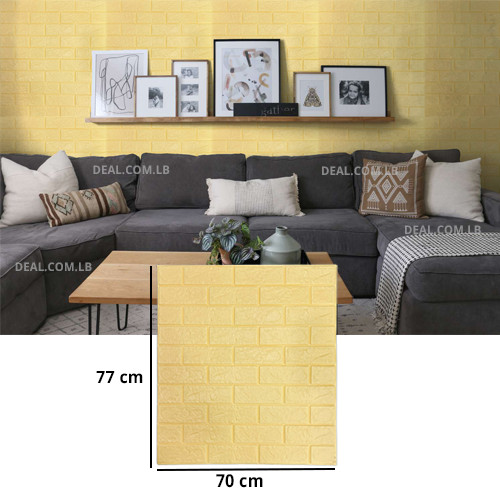 Light Yellow color Brick Wall Sticker Self Adhesive 70x77cm PE Foam Wallpaper Antibacterial DIY Stone Brick Wall Decals For Living Room Kids Bedroom Self Adhesive Home Decor