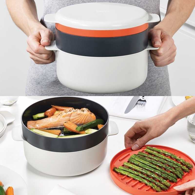 M Cuisine Stackable Cooking Set Lets You Microwave Multiple Dishes In ...