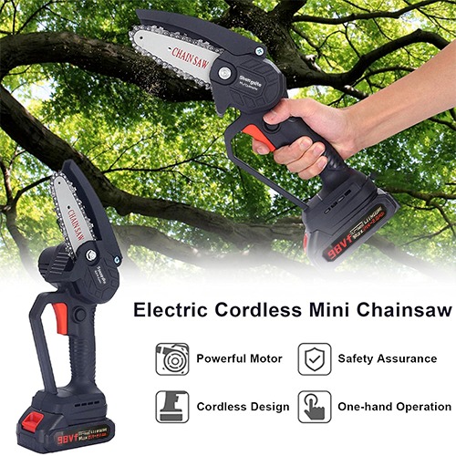 Mini Chainsaw 6-Inch Cordless with 1 Battery - 21V Handheld Electric Small Power Chain Saw Battery Operated with 1 Chain