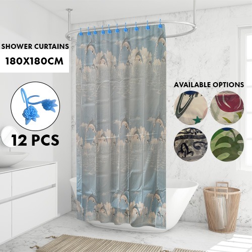 Multidesign+Shower+Curtain+with+12+Rings+%28180x180cm%29