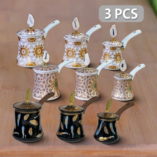 Set of 3 Pcs High Quality Coffee Pot Super Elegant Ingraving Design,Turkish Coffee Warmer