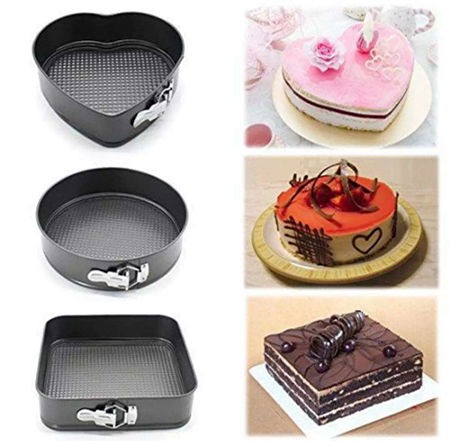 Set of 3 Pieces Cake Moulding Square & Heart & Round Shape